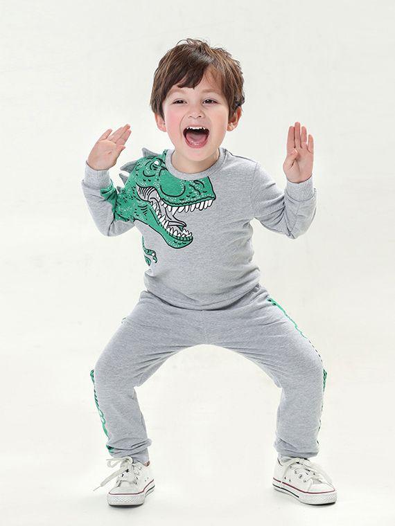 Cartoon Sweatshirt Long Sleeve Dinosaur Top Kids Clothes - dianjiang-