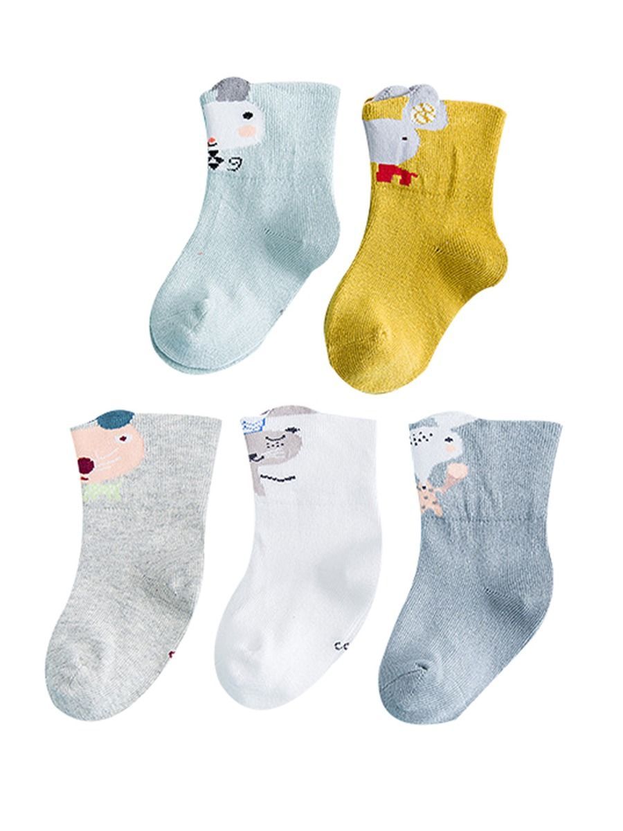 5-PACK Cartoon Animal Pattern Mid-calf Length Sock - dianjiang-