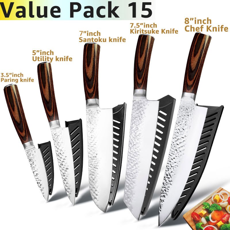 Kitchen Knife 8 inch Chef 7CR17 440C German Stainless Steel Japanese Knives Meat Cleaver Slicer Utility Santoku Knife Tool Set - dianjiang-