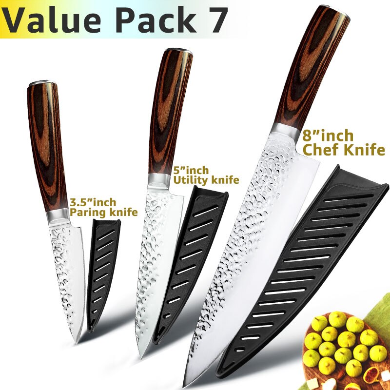 Kitchen Knife 8 inch Chef 7CR17 440C German Stainless Steel Japanese Knives Meat Cleaver Slicer Utility Santoku Knife Tool Set - dianjiang-