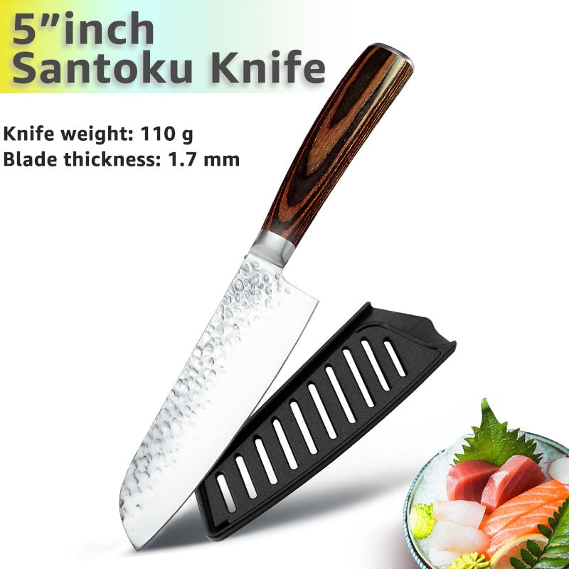 Kitchen Knife 8 inch Chef 7CR17 440C German Stainless Steel Japanese Knives Meat Cleaver Slicer Utility Santoku Knife Tool Set - dianjiang-