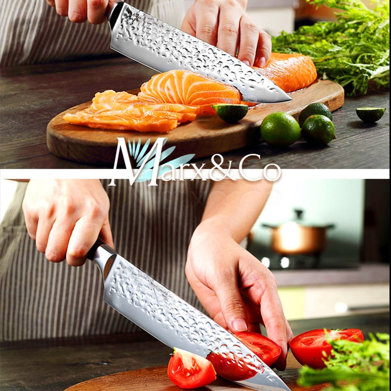 Kitchen Knife 8 inch Chef 7CR17 440C German Stainless Steel Japanese Knives Meat Cleaver Slicer Utility Santoku Knife Tool Set - dianjiang-