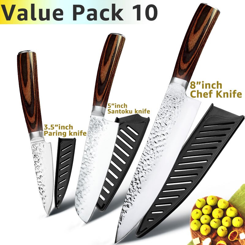 Kitchen Knife 8 inch Chef 7CR17 440C German Stainless Steel Japanese Knives Meat Cleaver Slicer Utility Santoku Knife Tool Set - dianjiang-