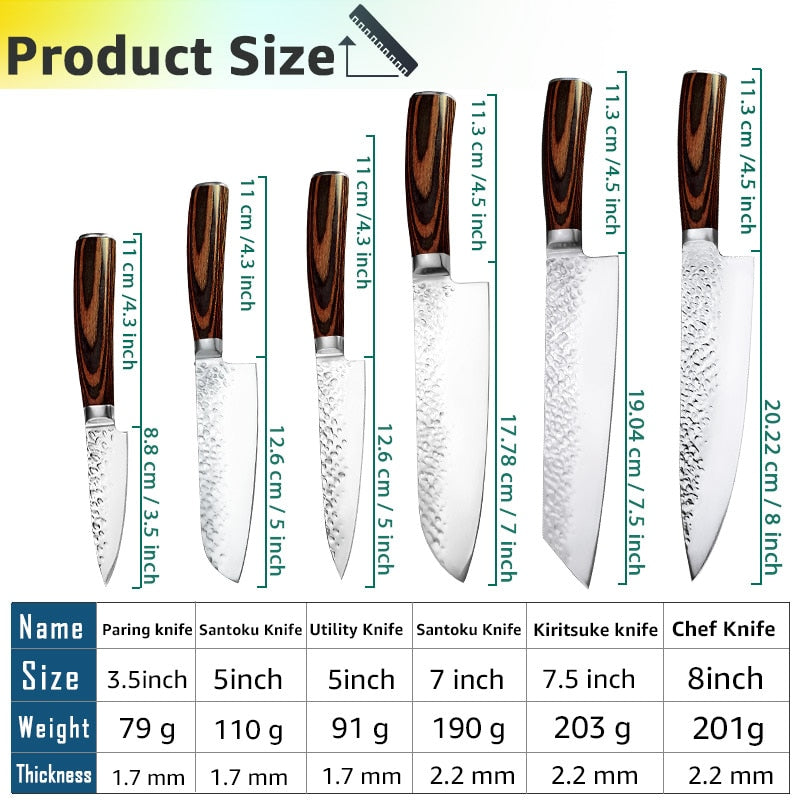 Kitchen Knife 8 inch Chef 7CR17 440C German Stainless Steel Japanese Knives Meat Cleaver Slicer Utility Santoku Knife Tool Set - dianjiang-