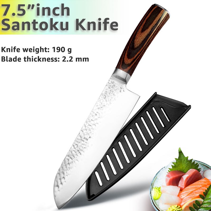 Kitchen Knife 8 inch Chef 7CR17 440C German Stainless Steel Japanese Knives Meat Cleaver Slicer Utility Santoku Knife Tool Set - dianjiang-