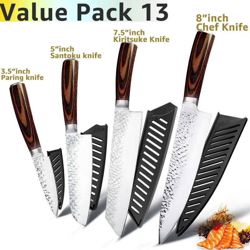 Kitchen Knife 8 inch Chef 7CR17 440C German Stainless Steel Japanese Knives Meat Cleaver Slicer Utility Santoku Knife Tool Set - dianjiang-