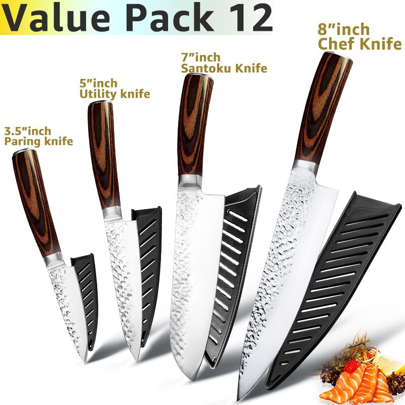 Kitchen Knife 8 inch Chef 7CR17 440C German Stainless Steel Japanese Knives Meat Cleaver Slicer Utility Santoku Knife Tool Set - dianjiang-