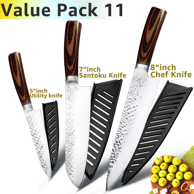 Kitchen Knife 8 inch Chef 7CR17 440C German Stainless Steel Japanese Knives Meat Cleaver Slicer Utility Santoku Knife Tool Set - dianjiang-