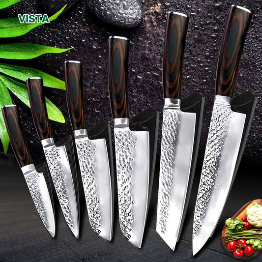 Kitchen Knife 8 inch Professional Japanese Chef Knives 7CR17 440C High Carbon Stainless Steel Meat Cleaver Slicer Santoku Knife - dianjiang-