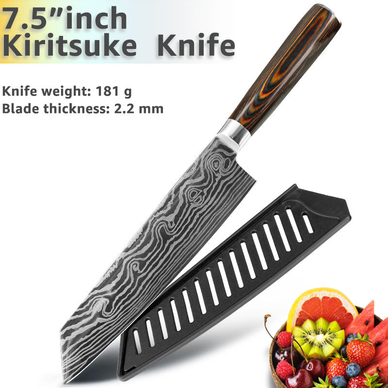 Kitchen Knives 8 Inch Japanese Chef 7CR17 440C Gyuto Stainless Steel Damascus Drawing Meat Cleaver Slicer Santoku Cutter Set - dianjiang-