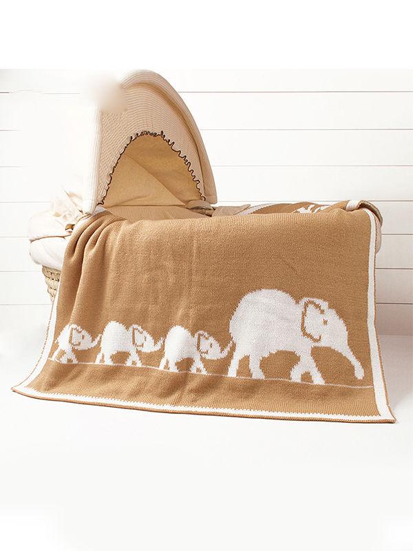 Elephants Knitted Acrylic Blankets - dianjiang-