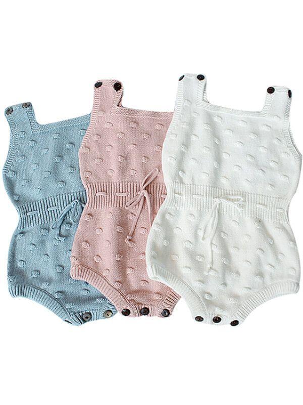 Knitted Buttoned Sleeveless Baby Romper - dianjiang-