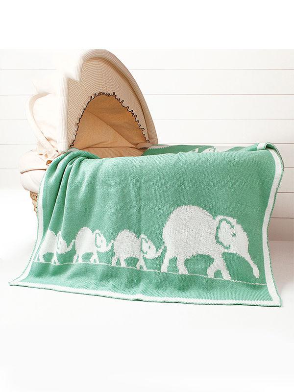 Elephants Knitted Acrylic Blankets - dianjiang-