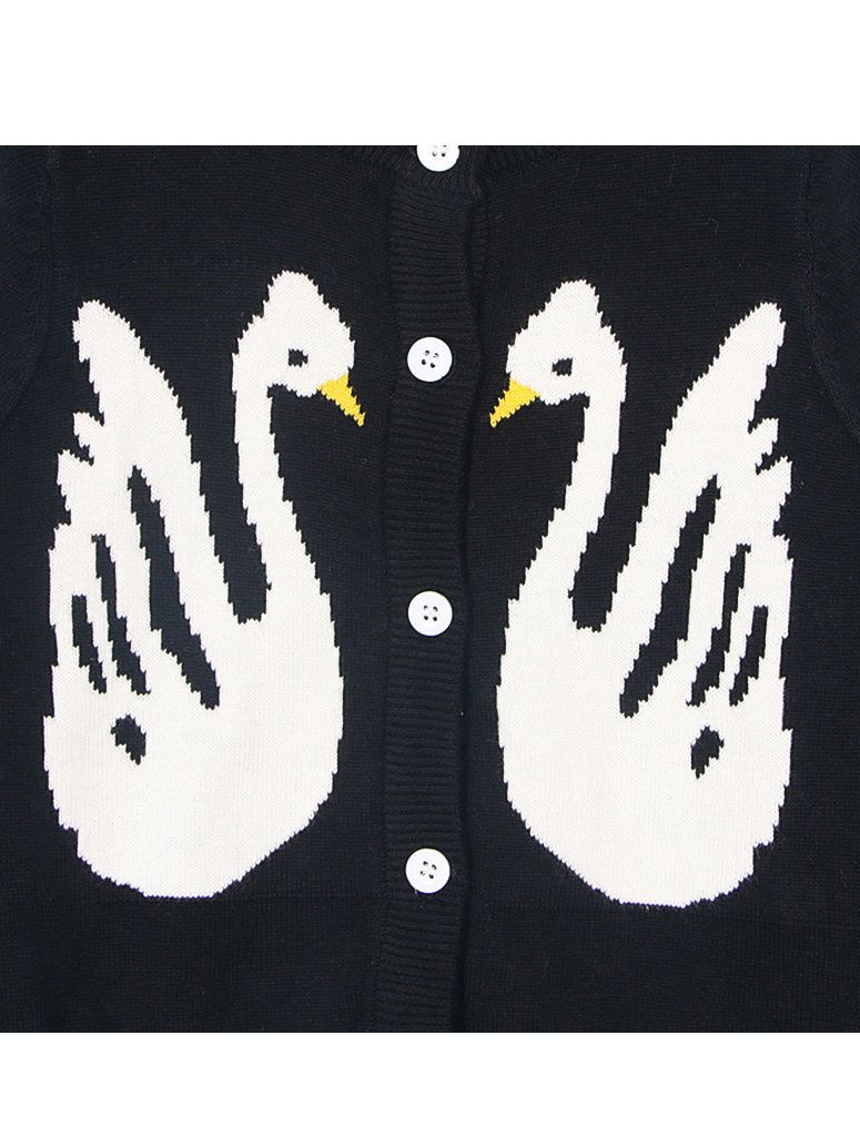 Winter Baby Toddler Sweater Swan Pattern Knitted Cardigan Crochet Clothes - dianjiang-