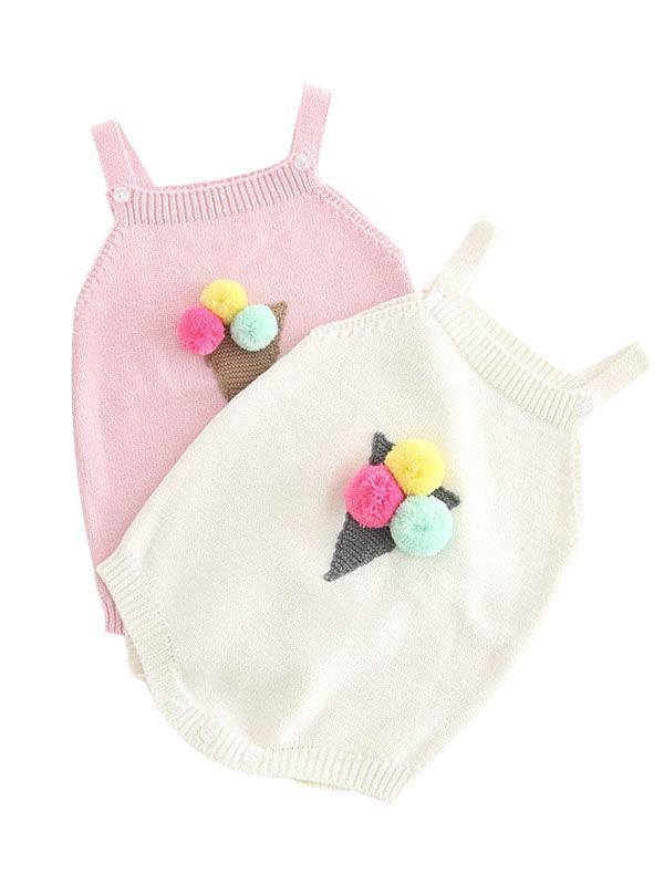 Icecream Cone Crochet Baby Girl Jumpsuits Suspender Knitted Cotton Romper - dianjiang-