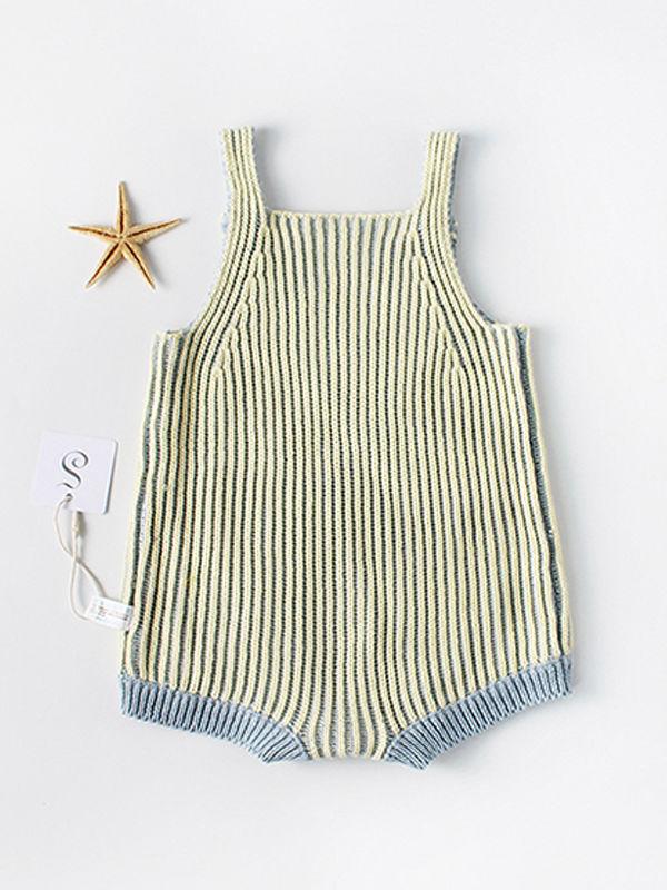 Striped Knitted Cotton Romper Sleeveless Girls Bodysuit - dianjiang-