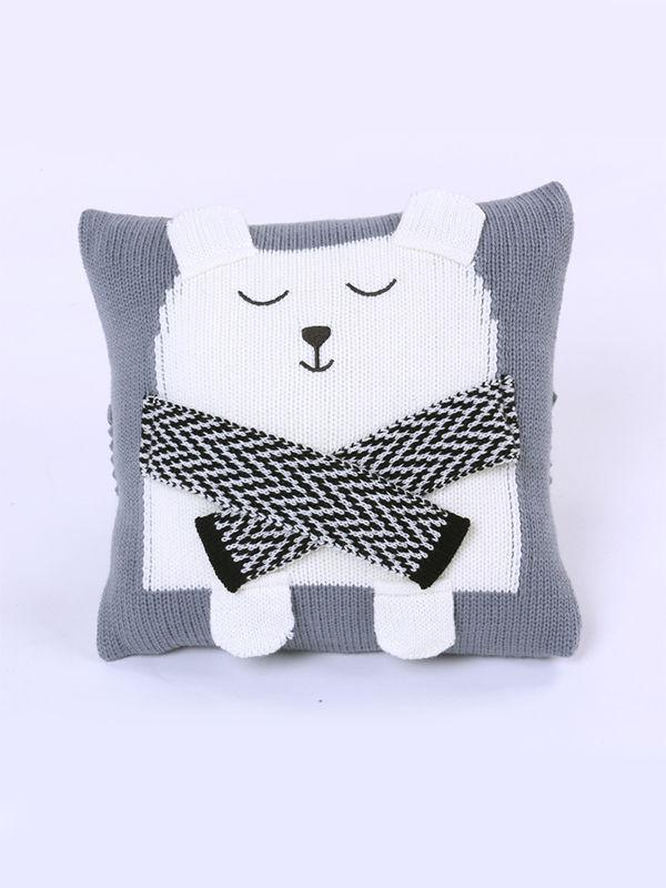 White Bear 3D Ears Knitted Pillow Back Cushion - dianjiang-