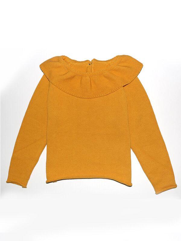 Ruffled Collar Knitted Pullover Sweater Top for Babies Toddlers Girls - dianjiang-