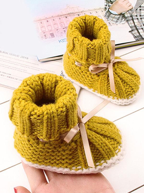 Acrylic Knitted Shoes Thermal Breathable Baby Room Prewalker - dianjiang-