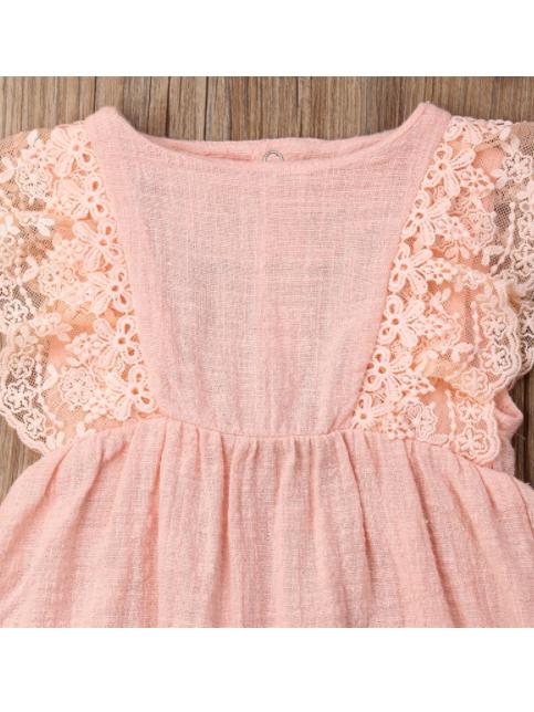 Lace-trimmed Romper Matching Headband 2-Piece Clothes Set - dianjiang-