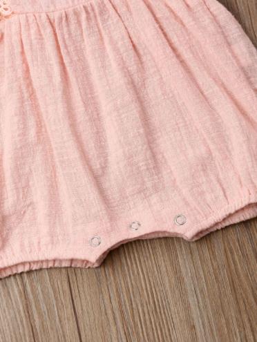 Lace-trimmed Romper Matching Headband 2-Piece Clothes Set - dianjiang-