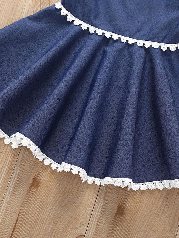 Lace Flower Summer Off Shoulder Blue Dress - dianjiang-