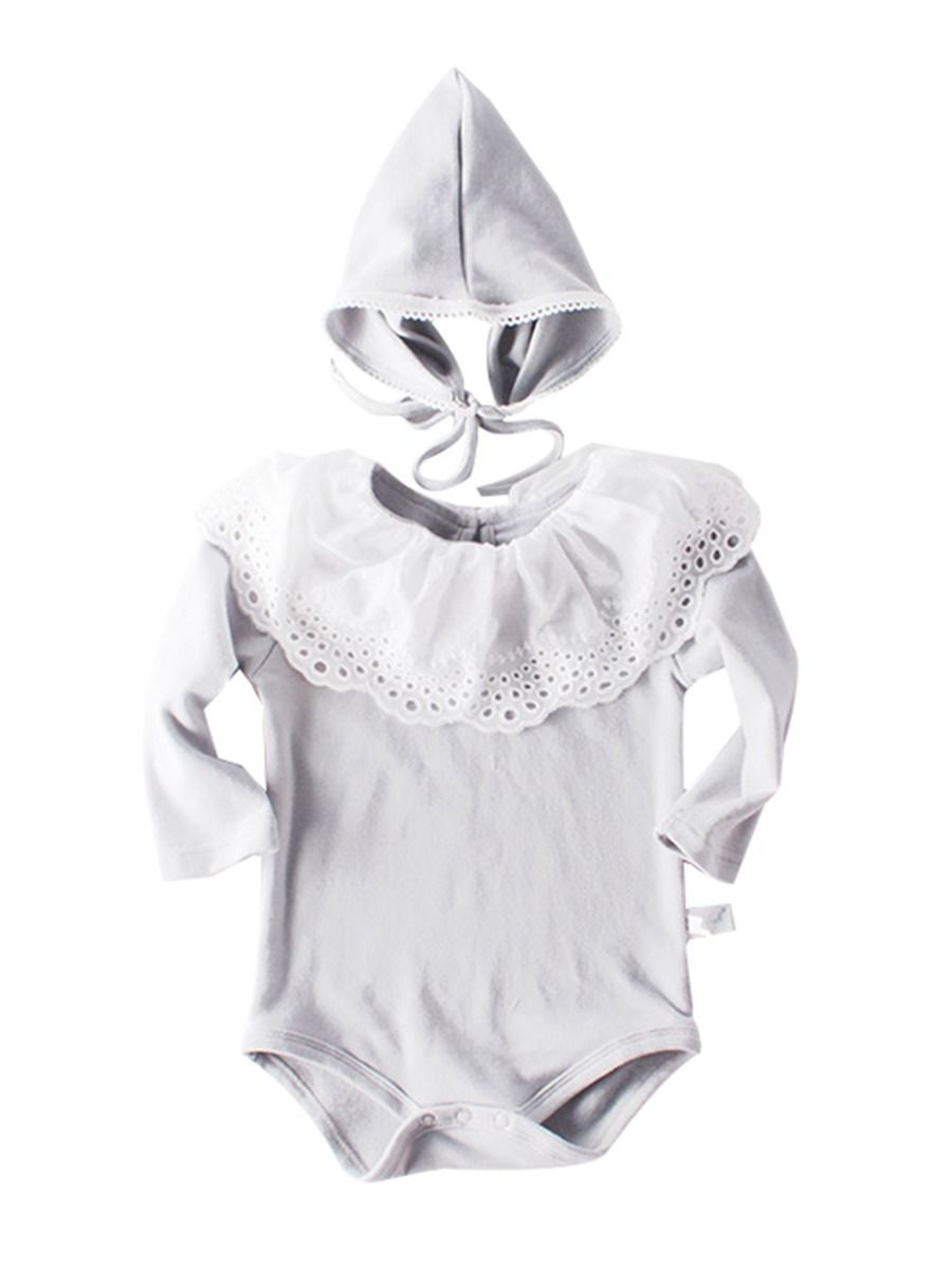 2-Piece Spanish Style Baby Clothes Lace Trim Romper Matching Hat - dianjiang-