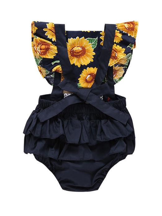 Lace Trimmed Flower Bodysuit Matching Headband - dianjiang-