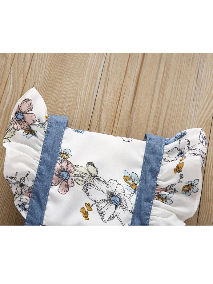 Lace Trimmed Flower Bodysuit Matching Headband - dianjiang-