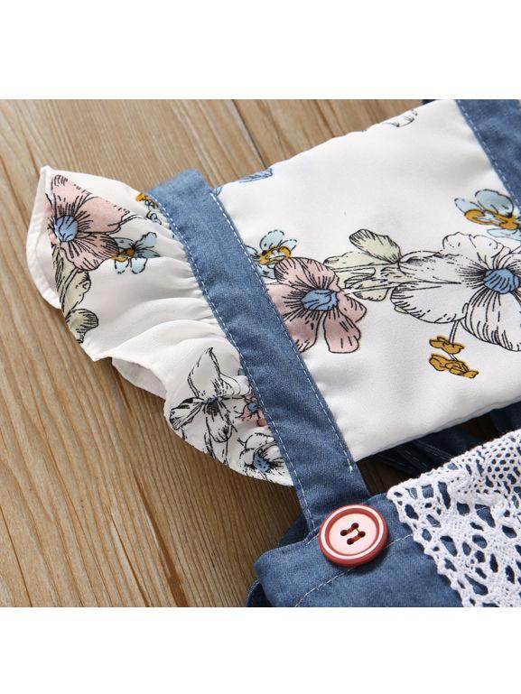 Lace Trimmed Flower Bodysuit Matching Headband - dianjiang-