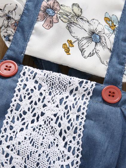 Lace Trimmed Flower Bodysuit Matching Headband - dianjiang-