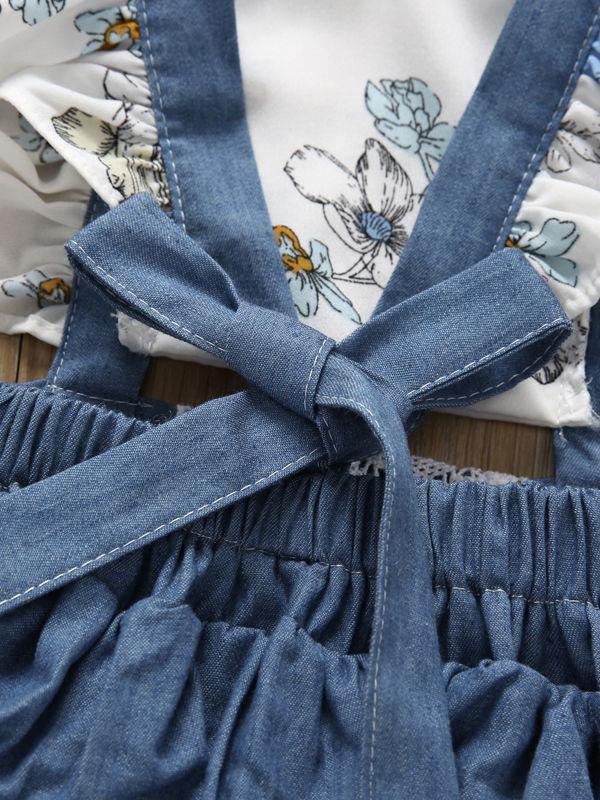 Lace Trimmed Flower Bodysuit Matching Headband - dianjiang-