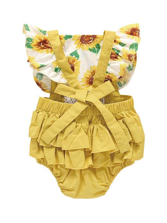 Lace Trimmed Flower Bodysuit Matching Headband - dianjiang-