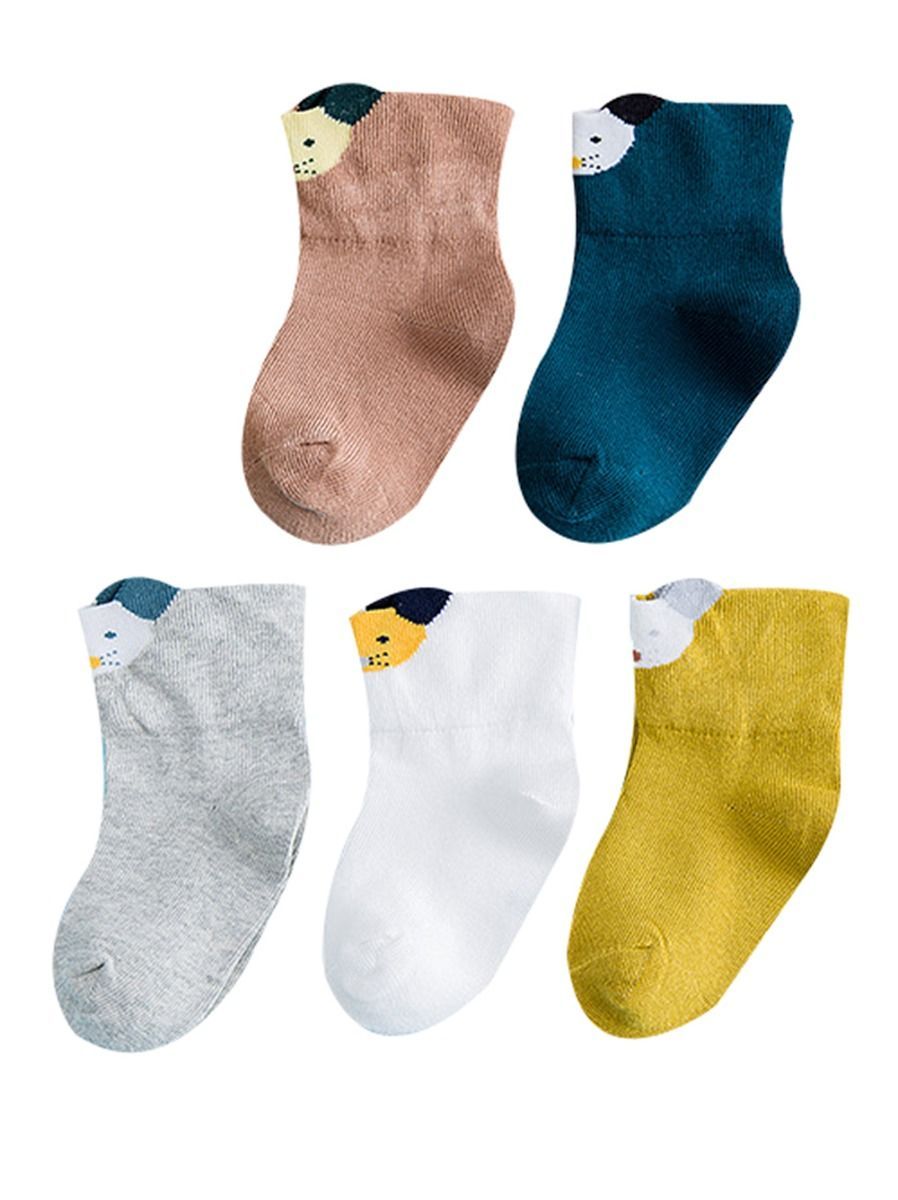 5-PACK Cartoon Animal Pattern Mid-calf Length Sock - dianjiang-