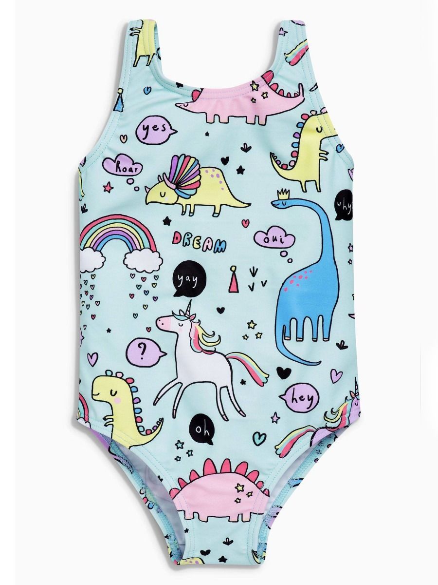 Cartoon Unicorn Dinosaur Baby Little Girl Bathing Suit - dianjiang-