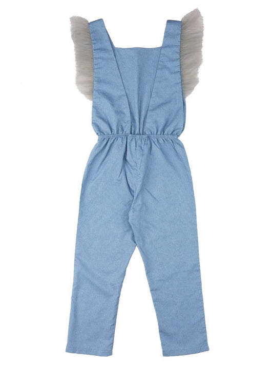 Little Girl Jumpsuit Flutter Sleeve Blue Jumpsuit - dianjiang-