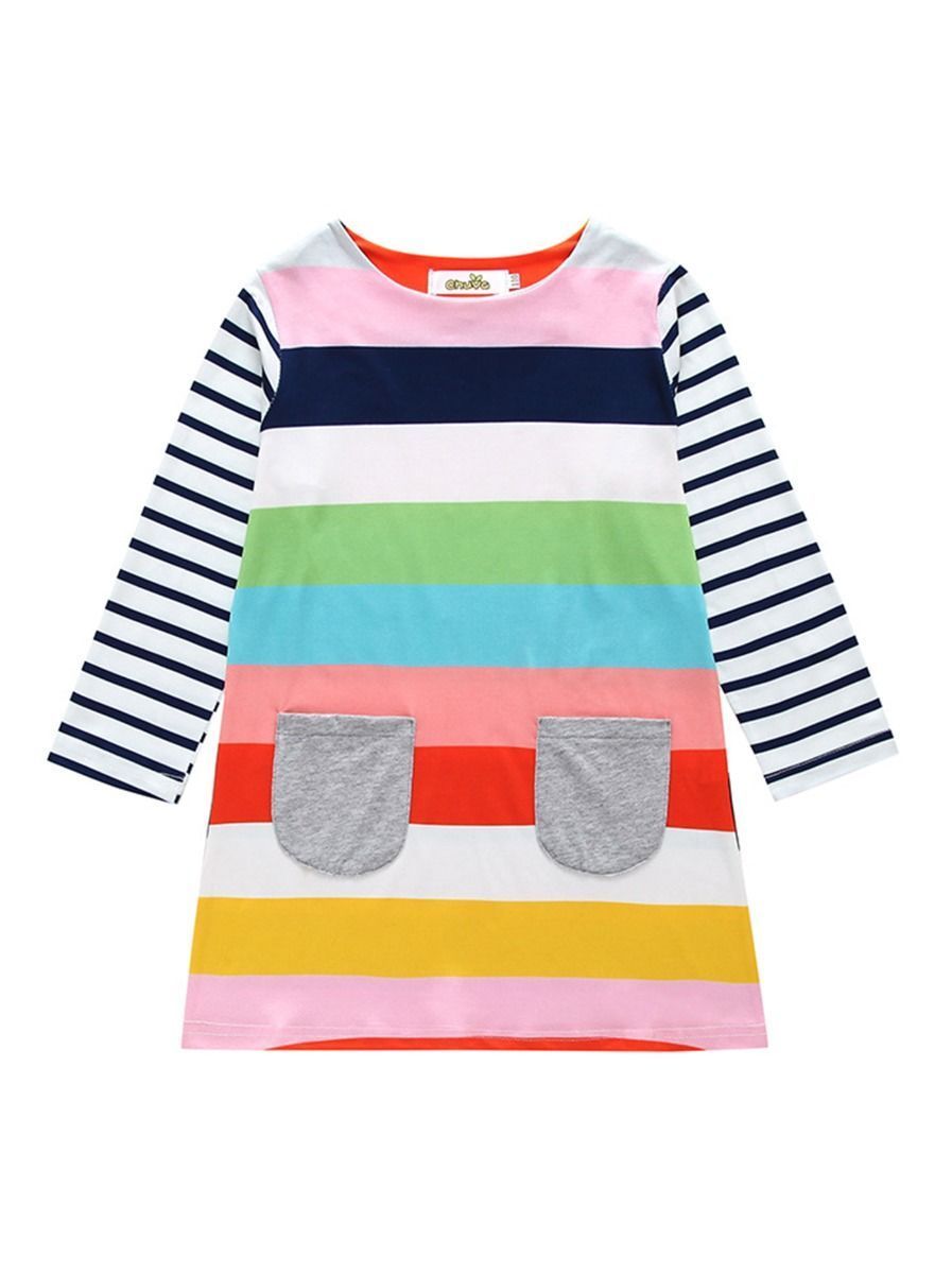 Little Girl Rainbow Stripe Shift Dress - dianjiang-