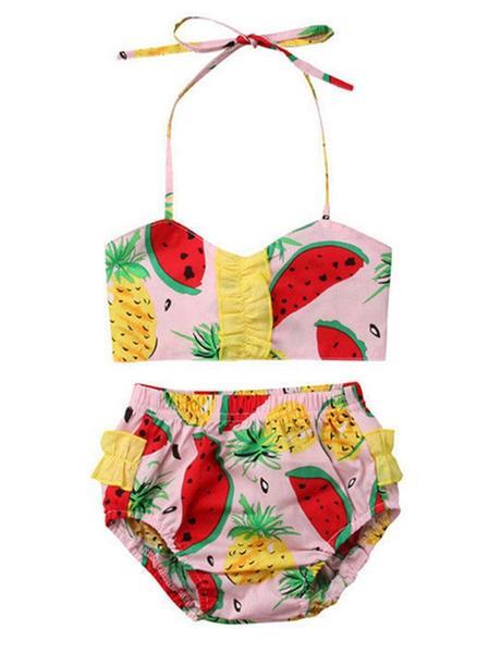 Watermelon Pineapple fruit Pattern Toddler Girl  2-Piece Bikini swimwear - dianjiang-