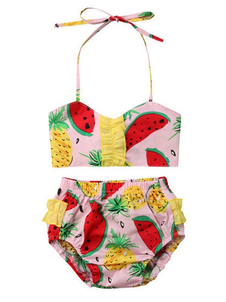Watermelon Pineapple fruit Pattern Toddler Girl  2-Piece Bikini swimwear - dianjiang-
