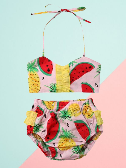 Watermelon Pineapple fruit Pattern Toddler Girl  2-Piece Bikini swimwear - dianjiang-