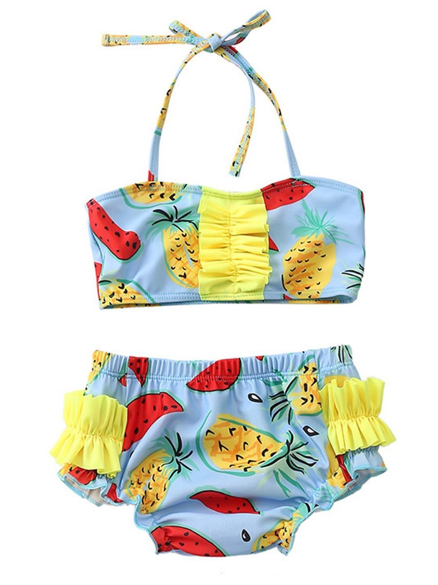 Watermelon Pineapple fruit Pattern Toddler Girl  2-Piece Bikini swimwear - dianjiang-