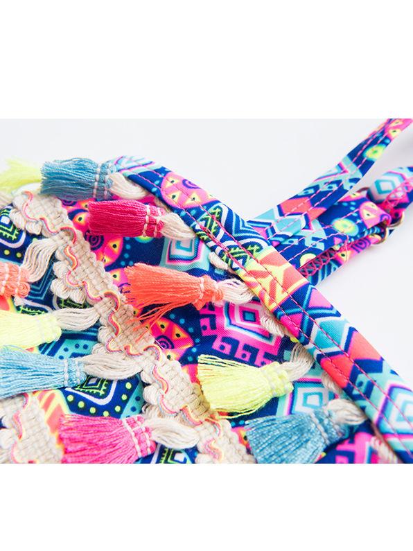 Little Girl 2-Piece Vintage Tassel Trimmed Bikini Outfit - dianjiang-