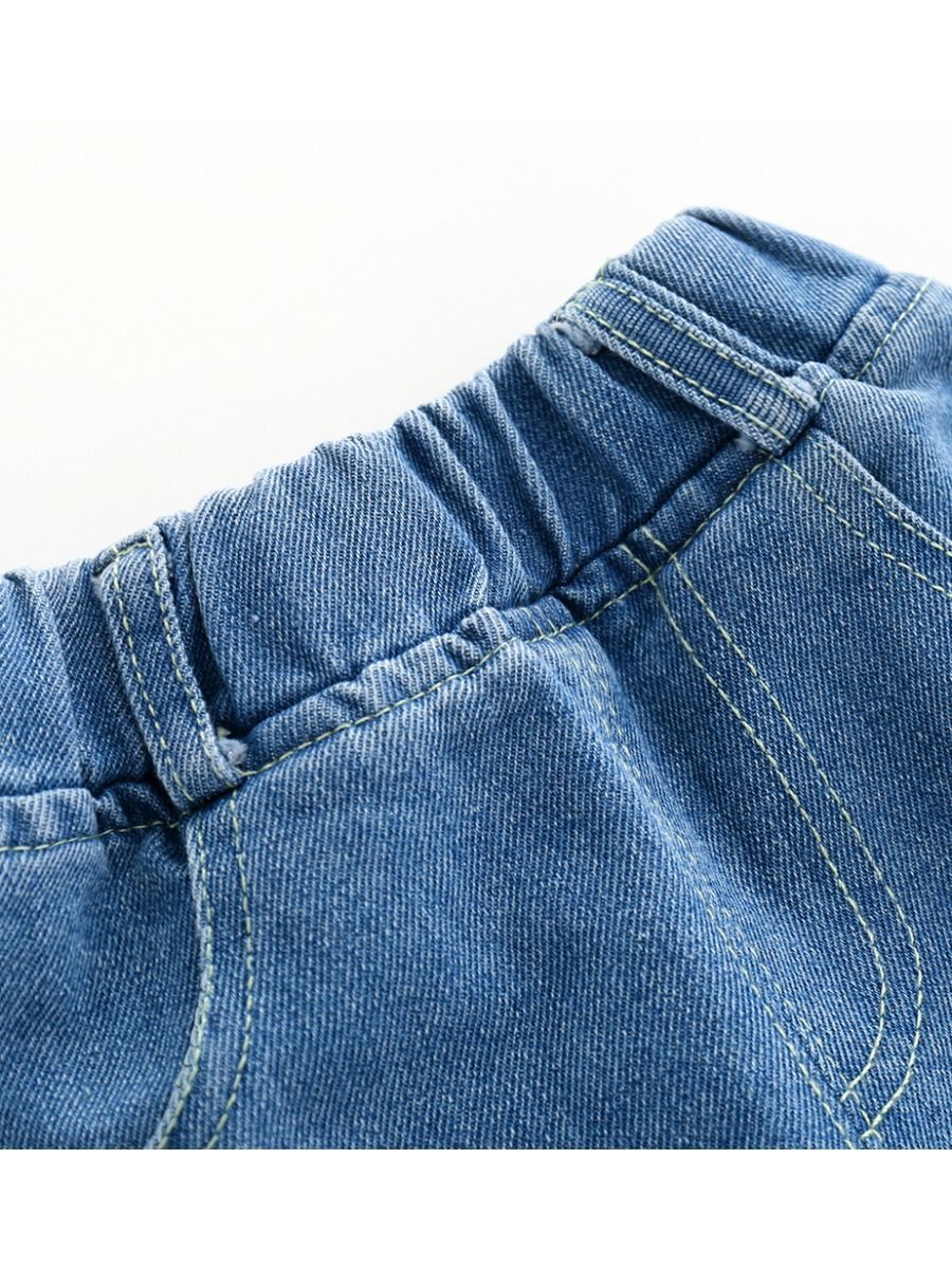 Trendy Little Kids Unisex Blue Frayed Jeans - dianjiang-