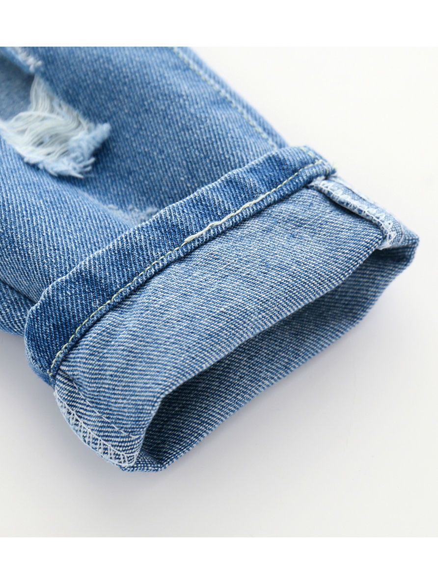 Trendy Little Kids Unisex Blue Frayed Jeans - dianjiang-