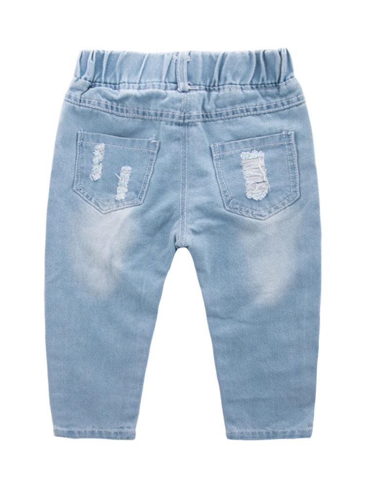 Trendy Little Kids Unisex Blue Frayed Jeans - dianjiang-