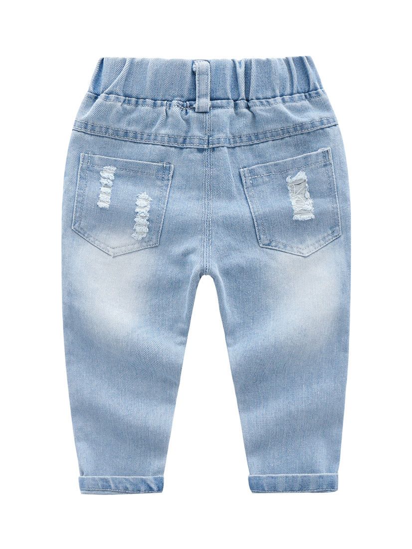 Trendy Little Kids Unisex Blue Frayed Jeans - dianjiang-