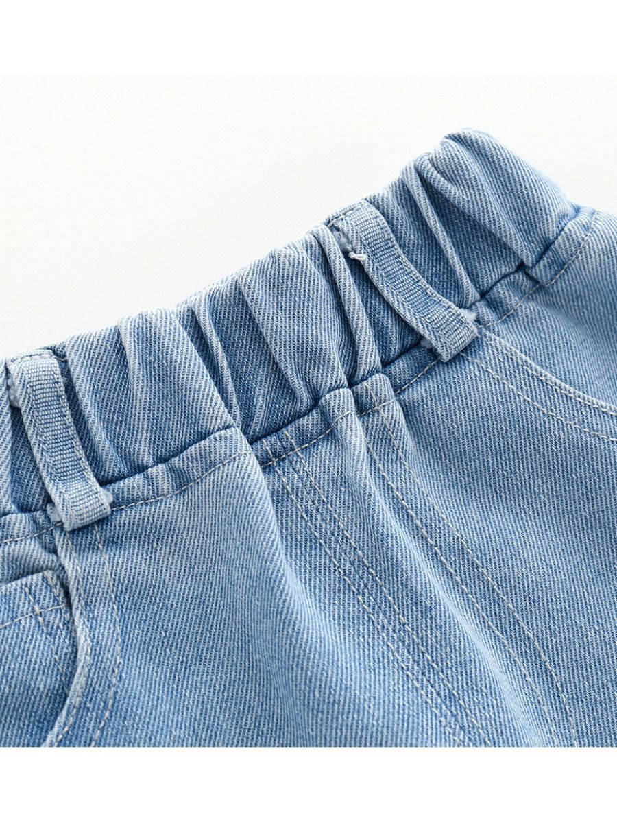 Trendy Little Kids Unisex Blue Frayed Jeans - dianjiang-