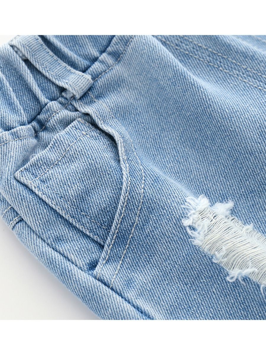 Trendy Little Kids Unisex Blue Frayed Jeans - dianjiang-