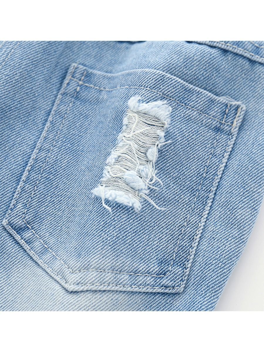 Trendy Little Kids Unisex Blue Frayed Jeans - dianjiang-