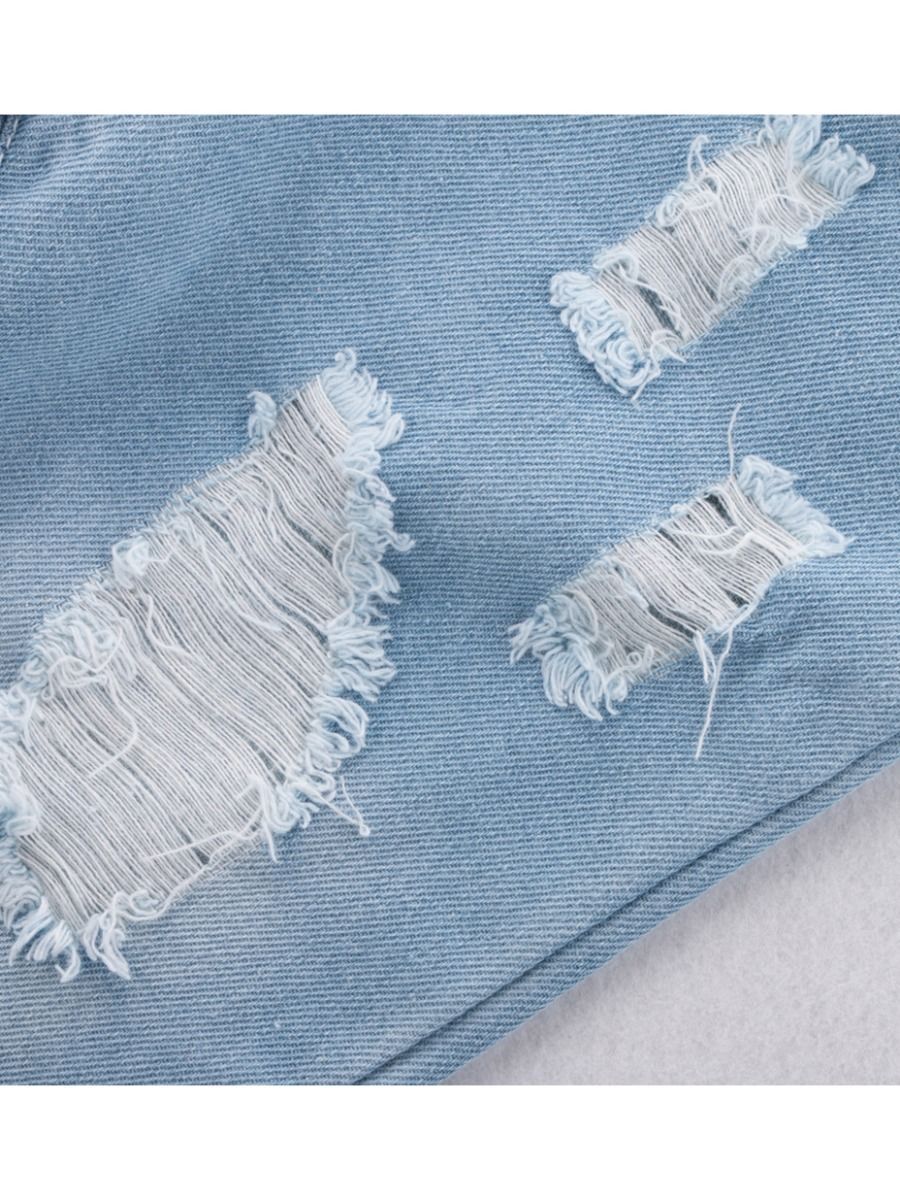 Trendy Little Kids Unisex Blue Frayed Jeans - dianjiang-